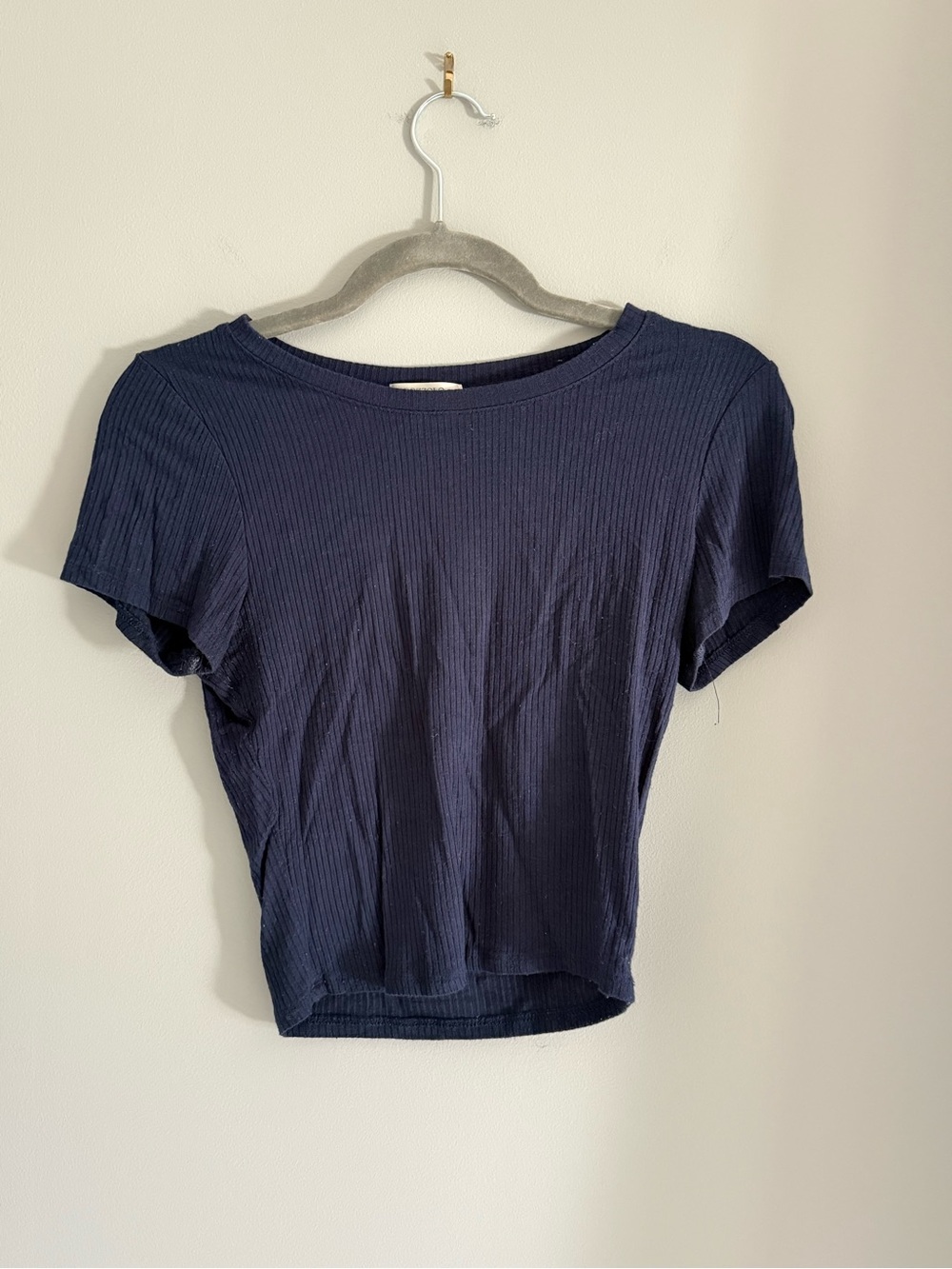 Women’s Ribbed Navy Short Sleeve Tee